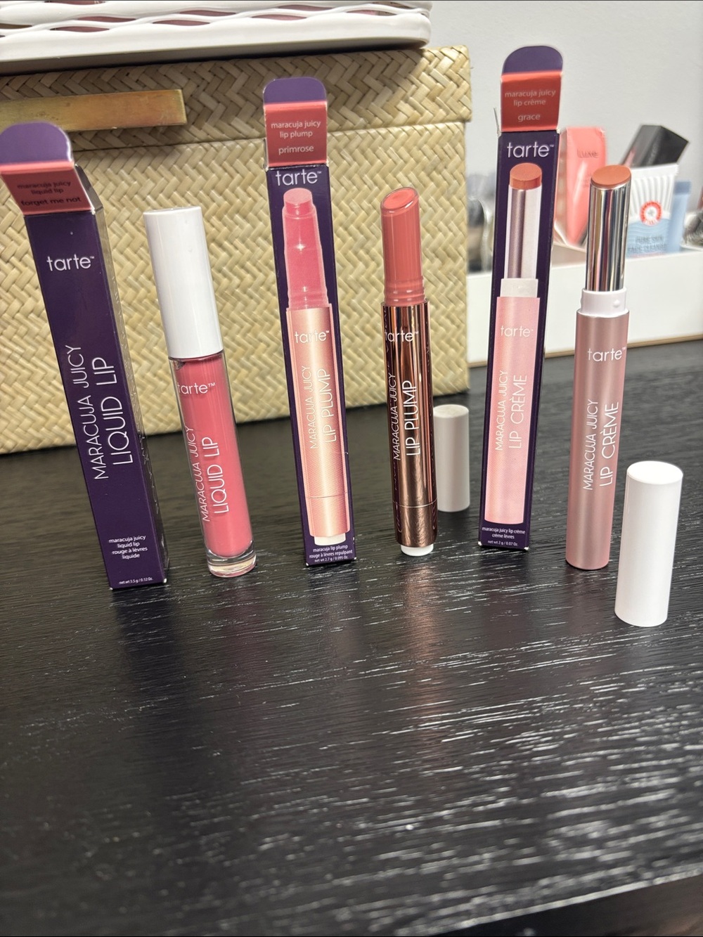 Tarte 3pc bundle trio Tarte Maracuja Juicy Lip - primrose, grace forget me not